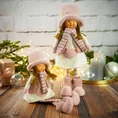 Figurka świąteczna DOLL lalka w zimowym stroju z miękkich tkanin - 16 x 10 x 45 cm - różowy 3