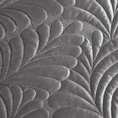Narzuta  z welwetu pikowana metodą tradycyjnego szycia we wzór liści - 170 x 210 cm - srebrny 5