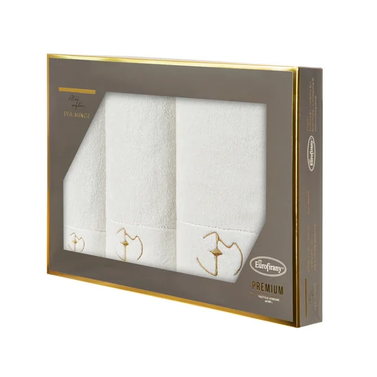 EVA MINGE Komplet ręczników GAJA w eleganckim opakowaniu, idealne na prezent - 46 x 36 x 7 cm - kremowy
