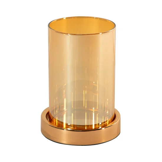Świecznik dekoracyjny CLAIRE z metalu ze szklanym kloszem - ∅ 12 x 16 cm - złoty