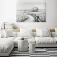 Obraz FIELDS czarno-biały ręcznie malowany na płótnie - 100 x 70 cm - szary 3