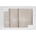Komplet ręczników z ornamentowym haftem w kartonowym opakowaniu - 56 x 36 x 7 cm - beżowy 1