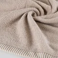Komplet 2 szt ręczników KOS z  ozdobną żakardową bordiurą w paseczki - 36 x 25 x 12 cm - beżowy 8