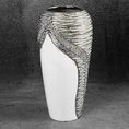 Wazon ceramiczny ADONA zdobiony wytłaczanym wzorem oraz lśniącymi kryształkami - ∅ 16 x 31 cm - biały 1