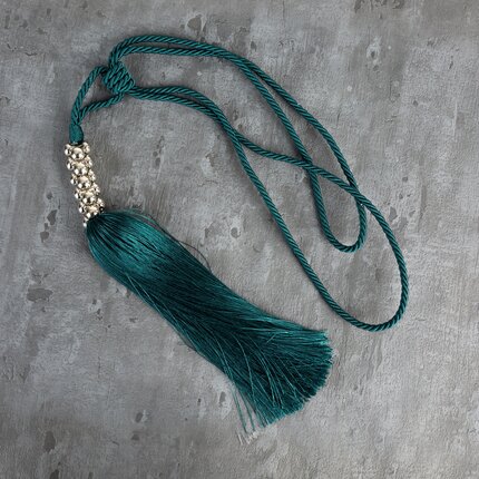 Dekoracyjny sznur do zasłon NIVA upinacz z ozdobnym chwostem 70 x 34 cm morski