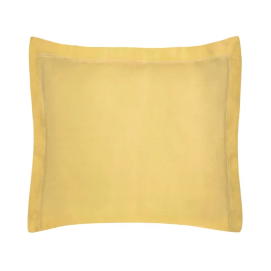 NOVA COLOUR Poszewka na poduszkę bawełniana z satynowym połyskiem i ozdobną kantą - 50 x 60 cm - musztardowy