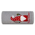 Ręcznik świąteczny SANTA 23bawełniany z aplikacją ze skrzatem - 70 x 140 cm - srebrny 3
