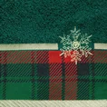 Ręcznik świąteczny STAR  01 bawełniany z żakardową bordiurą w kratkę i haftem ze śnieżynkami - 70 x 140 cm - butelkowy zielony 2