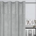 Zasłona z welwetu z ozdobnym pasem z geometrycznym srebrnym nadrukiem w górnej części - 140 x 250 cm - popielaty 1