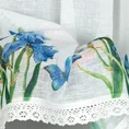 Zazdrostka z etaminy zdobiona nadrukiem kwiatów i koronką - 150 x 30 cm - biały 2