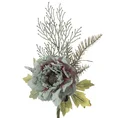Świąteczny kwiat dekoracyjny z efektem delikatnego szronu - 25 cm - miętowy 2