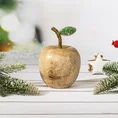 Figurka świąteczna z naturalnego drewna w kształcie jabłka zdobiona błyszczącymi koralikami - ∅ 8 x 13 cm - brązowy 1