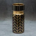 Wazon ceramiczny o nowoczesnym kształcie czarno-złoty z geometrycznym wzorem - ∅ 11 x 25 cm - czarny 1