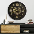 Dekoracyjny zegar ścienny w stylu vintage z ruchomymi kołami zębatymi - 61 x 11 x 61 cm - czarny 2