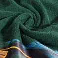 EVA MINGE Ręcznik AMBER z puszystej bawełny z bordiurą zdobioną designerskim nadrukiem - 50 x 90 cm - ciemnozielony 5