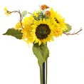 SŁONECZNIKI bukiet, kwiat sztuczny dekoracyjny - dł. 25 cm śr. kwiat 12 cm śr. bukiet 23 cm - żółty 1