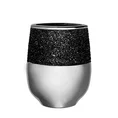 Wazon ceramiczny CARA zdobiony szerokim pasem błyszczących czarnych kryształów - 18 x 8 x 25 cm - srebrny 1