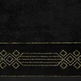 Ręcznik KAMELA bawełniany z bordiurą z geometrycznym ornamentem utkanym srebrną nicią - 50 x 90 cm - czarny 2