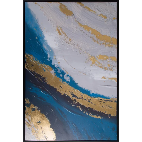 Obraz COLLAGE 5 abstrakcyjny, nadruk na płótnie ze złotymi zdobieniami - 60 x 90 cm - biały