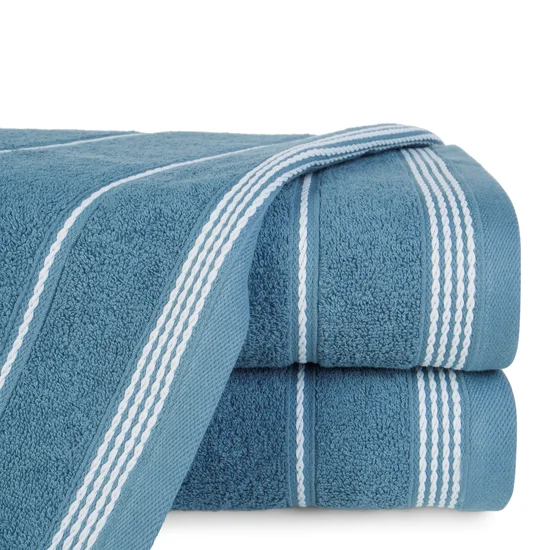 Ręcznik z bordiurą w formie sznurka - 50 x 90 cm - ciemnoniebieski