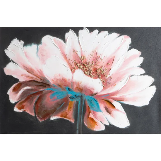 Obraz FLOWER ręcznie malowany na płótnie - 90 x 60 cm - czarny