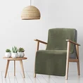DESIGN 91 Narzuta na fotel-koc AMBER bardzo miękki w dotyku ze strukturalnym wzorem 3D z włókien bawełniano-akrylowych - 70 x 160 cm - oliwkowy 1