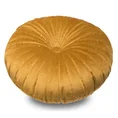 Okrągła poduszka VELVET z welwetu przeszywana złotą nicią, z wypełnieniem - ∅ 40 cm - musztardowy 1