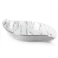 Patera ceramiczna SANA w kształcie łódki z marmurkowym wzorem - 36 x 19 x 6 cm - biały 2