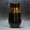 Wazon ceramiczny SELENA  czarny ze złotym zdobieniem - 17 x 8 x 34 cm - czarny 1