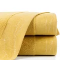 Ręcznik METALIC z  żakardową bordiurą z motywem liści bananowca wykonanym złotą nicią - 70 x 140 cm - musztardowy 1