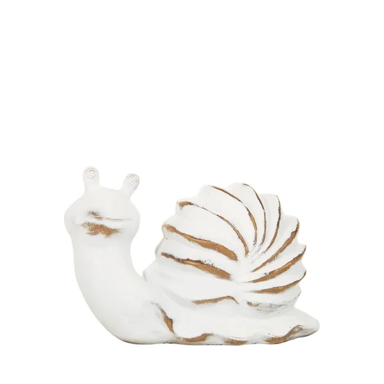Figurka dekoracyjna ślimak w stylu shabby chic o przecieranych brzegach - 19 x 12 x 9 cm - biały