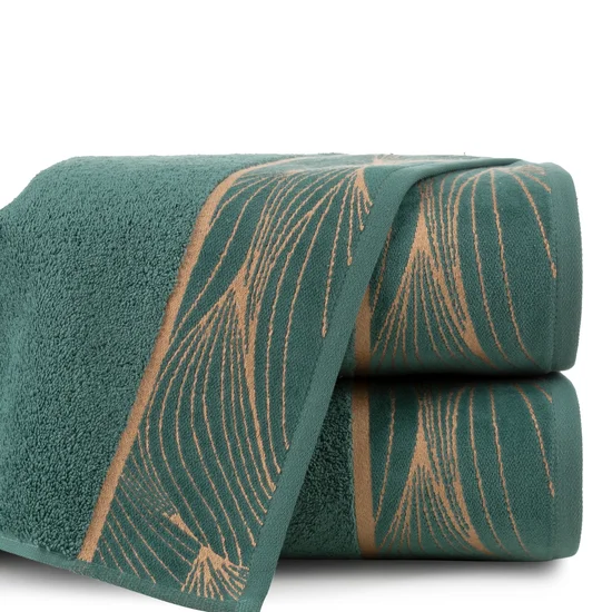 LIMITED COLLECTION ręcznik  SALVIA z miękkiej bawełny z welwetową bordiurą z motywem botanicznym ŚWIEŻOŚĆ SZAŁWII - 70 x 140 cm - miętowy