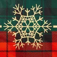 Komplet pościeli świątecznej STAR 01 z wysokiej jakości satyny bawełnianej z nadrukiem z motywem kraty i złotych śnieżynek - 160 x 200 cm - ciemnozielony 4
