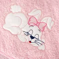 Ręcznik BABY z kapturkiem i naszywaną aplikacją z króliczkiem - 75 x 75 cm - różowy 2