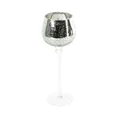 Świecznik szklany VERRE na wysmukłej nóżce ze srebrzystym kielichem - ∅ 9 x 25 cm - biały 1