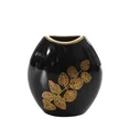 Wazon ceramiczny z nadrukiem ażurowej złotej gałązki - 14 x 7 x 16 cm - czarny 2