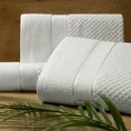 Puszysty ręcznik JESSI z fakturą wytłaczanej krateczki i welurową bordiurą - 70 x 140 cm - biały 10