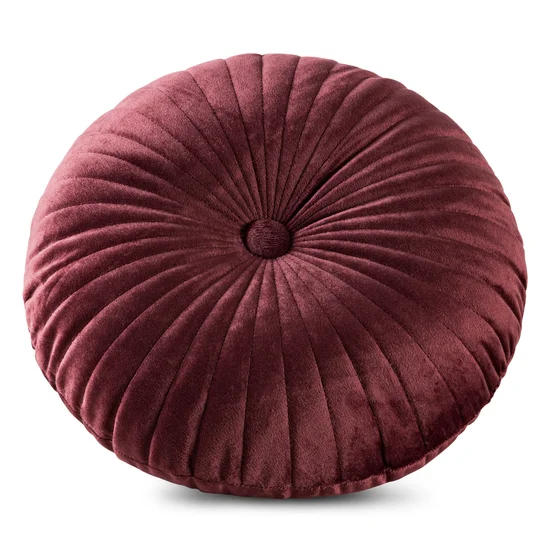 Okrągła poduszka dekoracyjna VELVET przeszywana tworząca wypukły wzór z wypełnieniem - ∅ 40 cm - bordowy