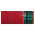 Ręcznik świąteczny CHERRY 01 bawełniany z żakardową bordiurą w kratkę i haftem ze śnieżynkami - 70 x 140 cm - czerwony 3