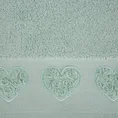Ręcznik KAMILA bawełniany z ozdobną  bordiurą w formie serc wypełnionych różyczkami - 50 x 90 cm - miętowy 2