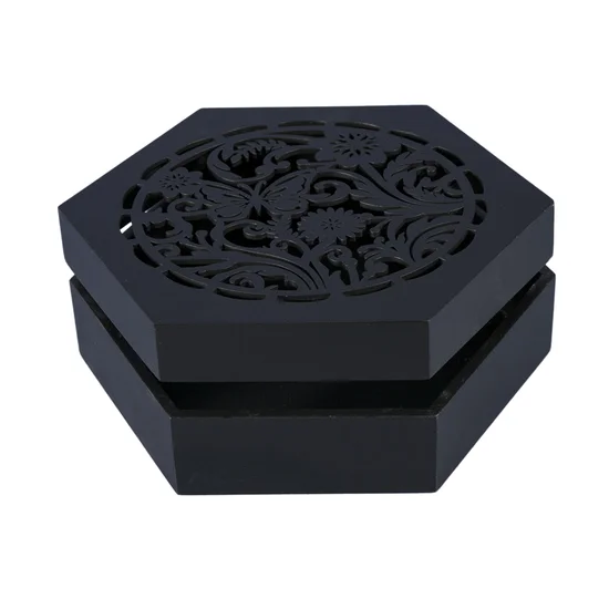 Dekoracyjna szkatułka na biżuterię CHLOE - 20 x 20 x 7 - czarny
