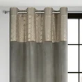 Zasłona ELEN z welwetu z ozdobnym pasem z jasnozłotym nadrukiem geometrycznym w górnej części - 140 x 250 cm - stalowy 1