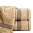 Ręcznik RODOS z ozdobną żakardową bordiurą w pasy - 70 x 140 cm - beżowy 1