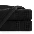 Ręcznik z wypukłą fakturą podkreślony welwetową bordiurą w krateczkę - 70 x 140 cm - czarny 1