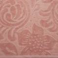 Welurowy ręcznik zdobiony na całej powierzchni żakardowym kwiatowo-ornamentowym wzorem - 50 x 90 cm - pudrowy 2