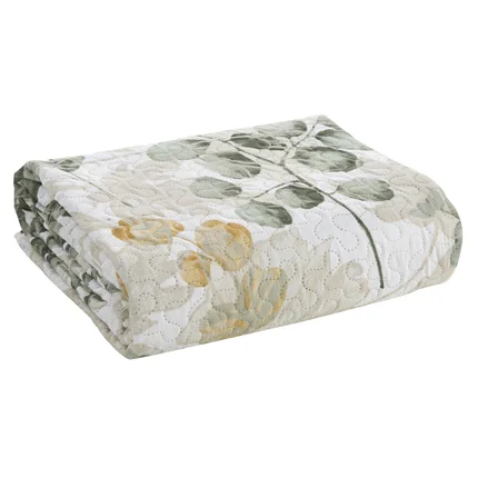 DESIGN 91 Narzuta FLOWER 4 z nadrukiem malowanych pędzlem liści DESIGN 91 Narzuta FLOWER 4 z nadrukiem malowanych pędzlem liści - 200 x 220 cm