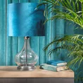 Lampa stołowa KIM na podstawie z przezroczystego szkła z turkusowym  abażurem z lśniącego welwetu - ∅ 32 x 61 cm - turkusowy 5