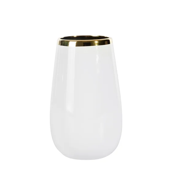 Wazon ceramiczny biało-złoty - ∅ 12 x 20 cm - biały