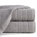 Ręcznik RENI o klasycznym designie z bordiurą w formie trzech tkanych paseczków - 50 x 90 cm - srebrny 1
