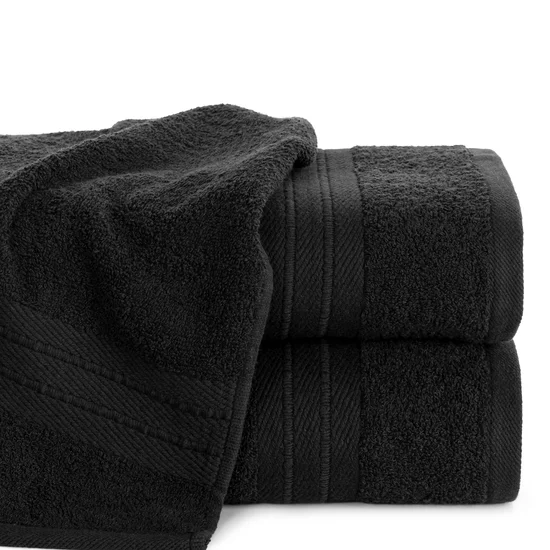 Ręcznik KAYA klasyczny z żakardową bordiurą - 50 x 90 cm - czarny